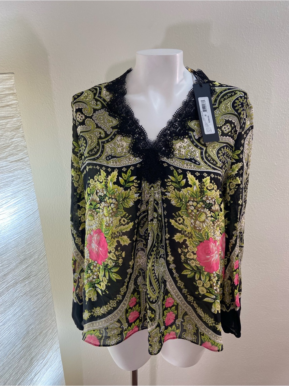 NWT Kobi Halpin Silk Blend Paisley Floral Long Sleeve Top - Lorine Sz Small